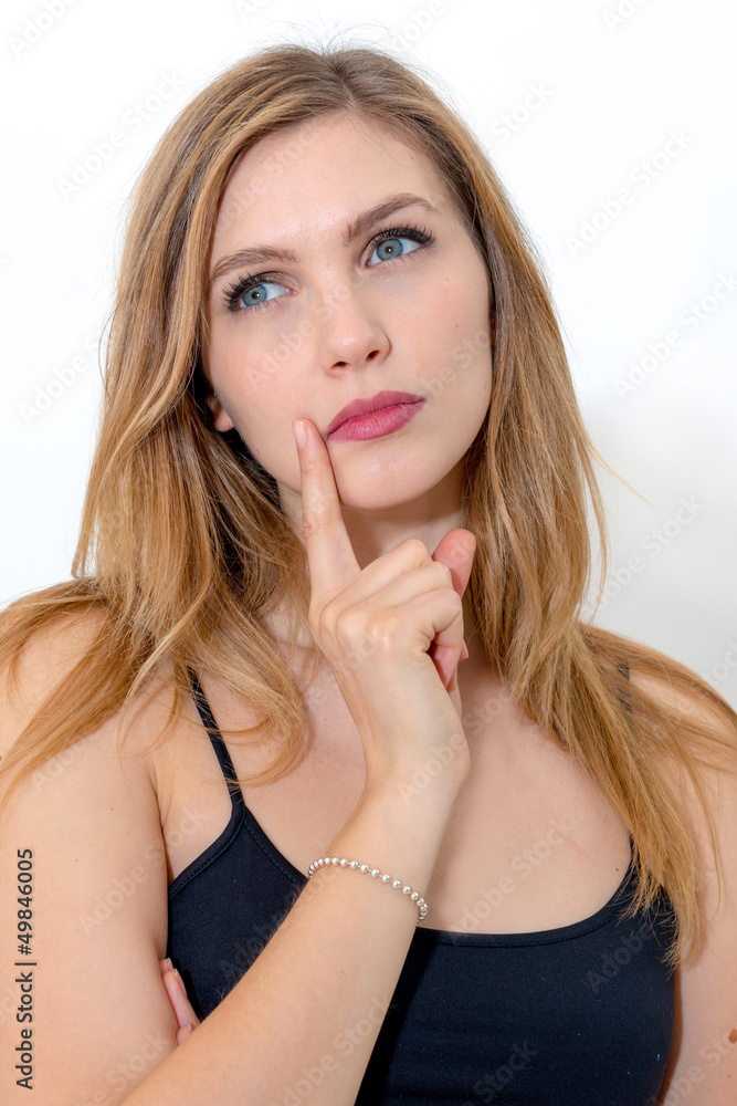 woman face think woman face think