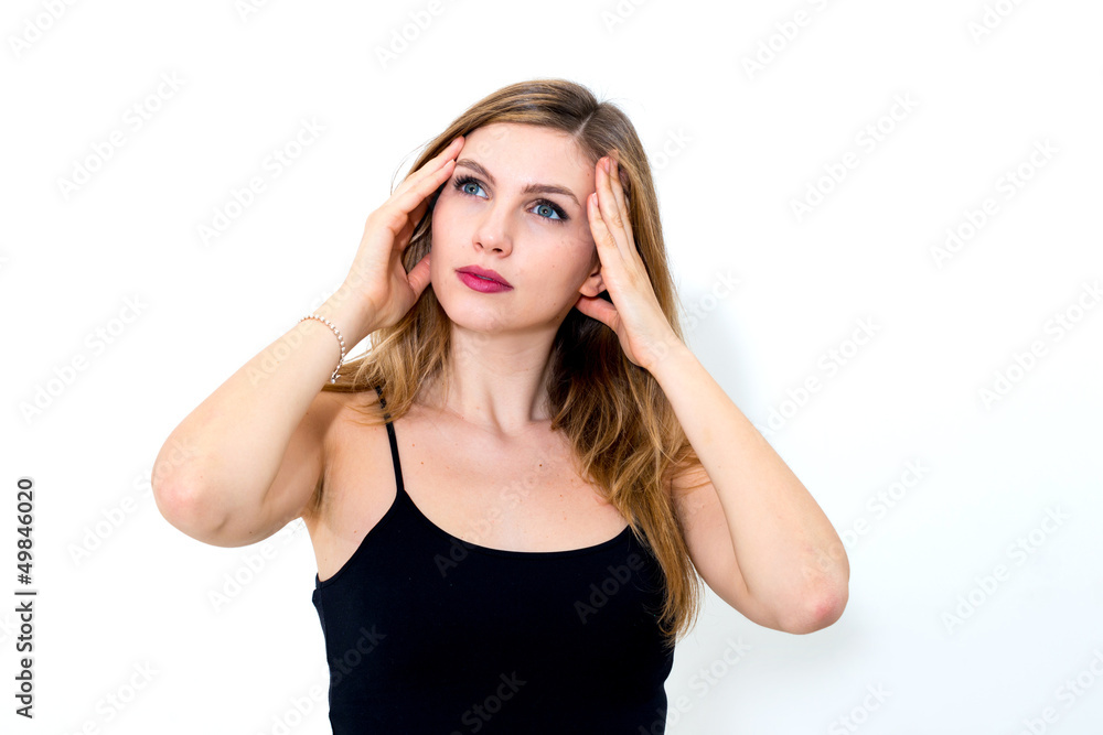 beautiful young woman with migraine beautiful young woman with migraine