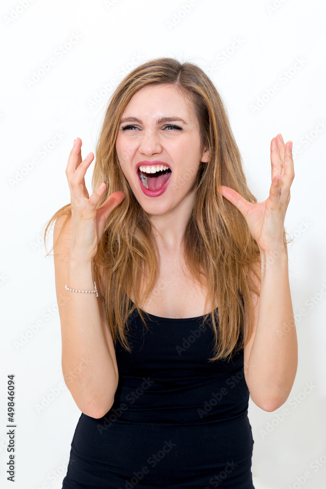 young expressive irritated woman making a face young expressive irritated woman making a face