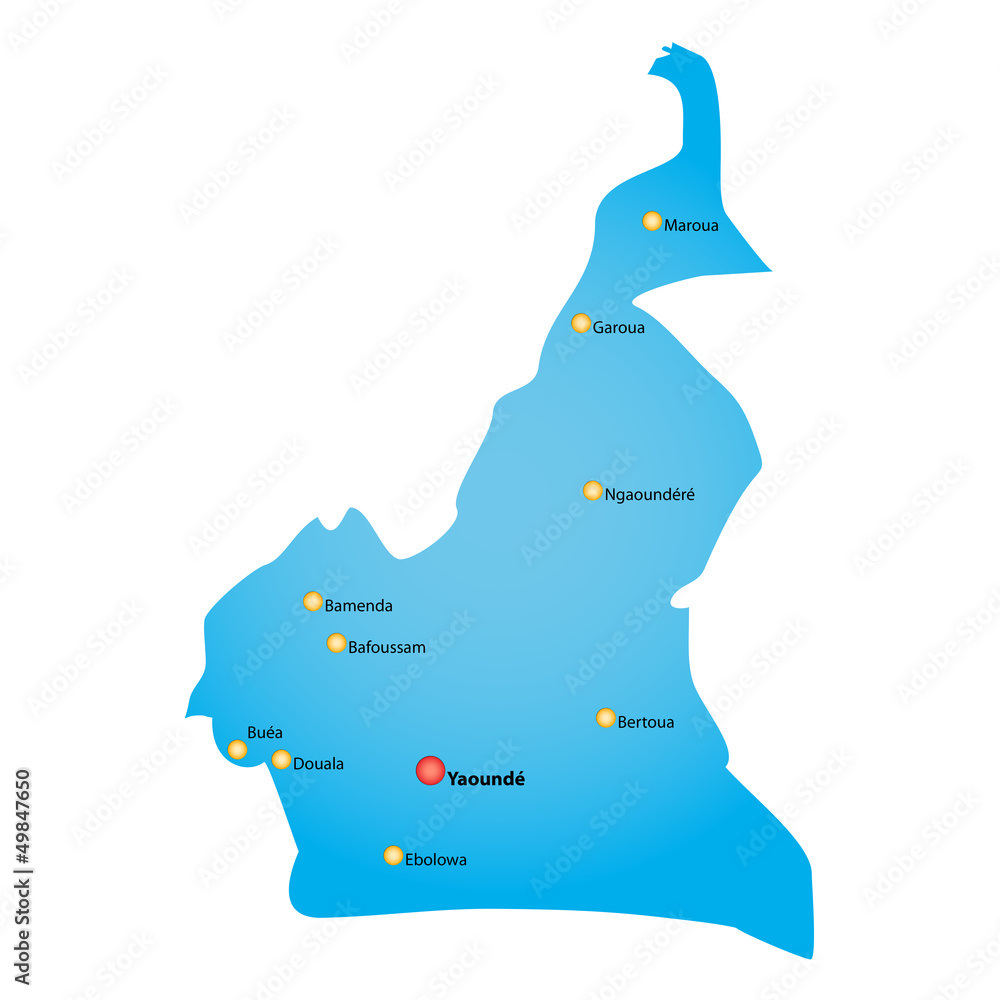 Carte du Cameroun Stock Vector | Adobe Stock