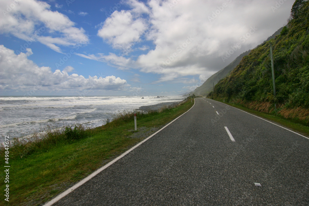 Roads on the coast of New Zealand