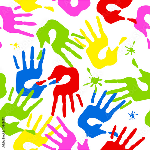 Seamless pattern with color hands