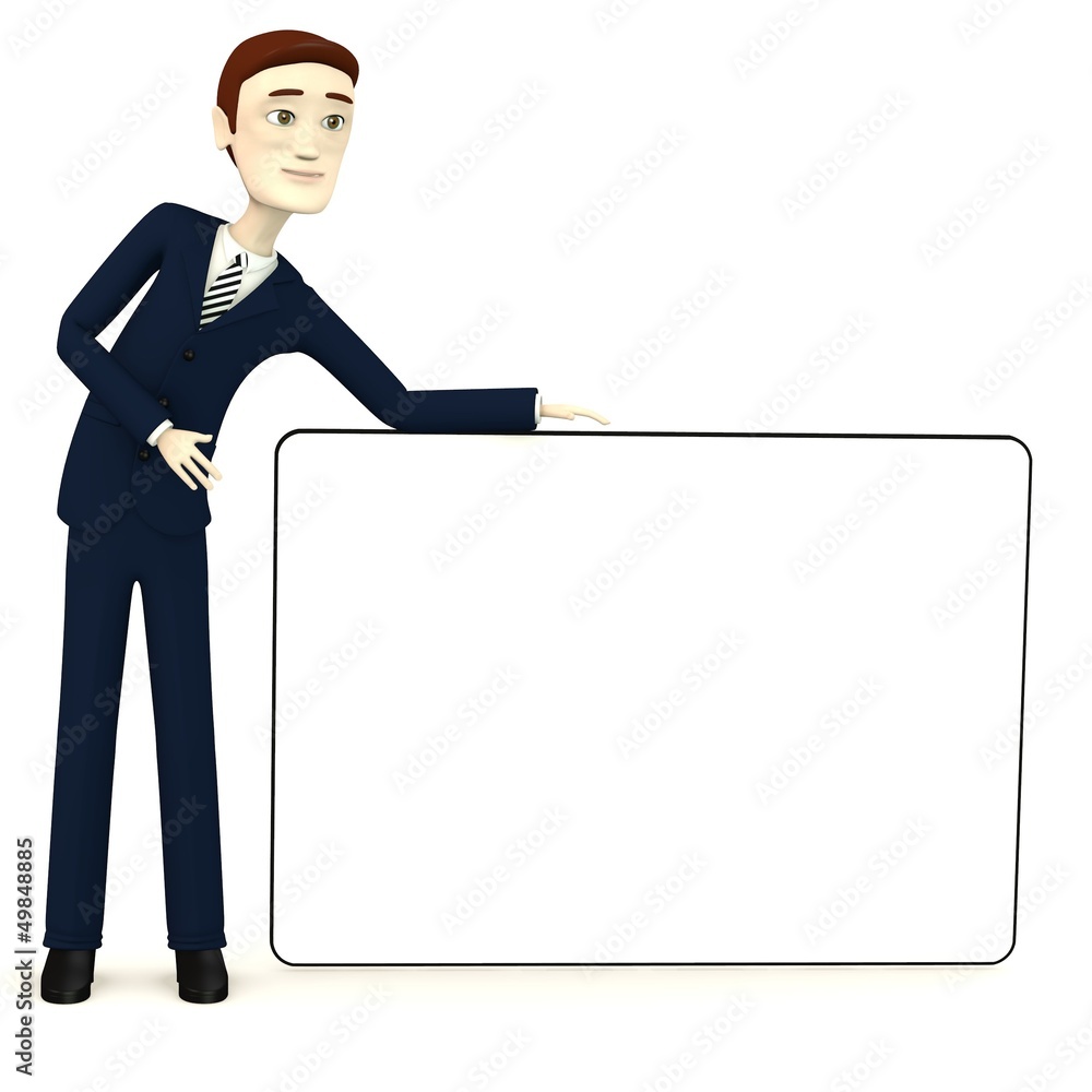 3d render of cartoon businessman with empty boar 3d render of cartoon businessman with empty boar
