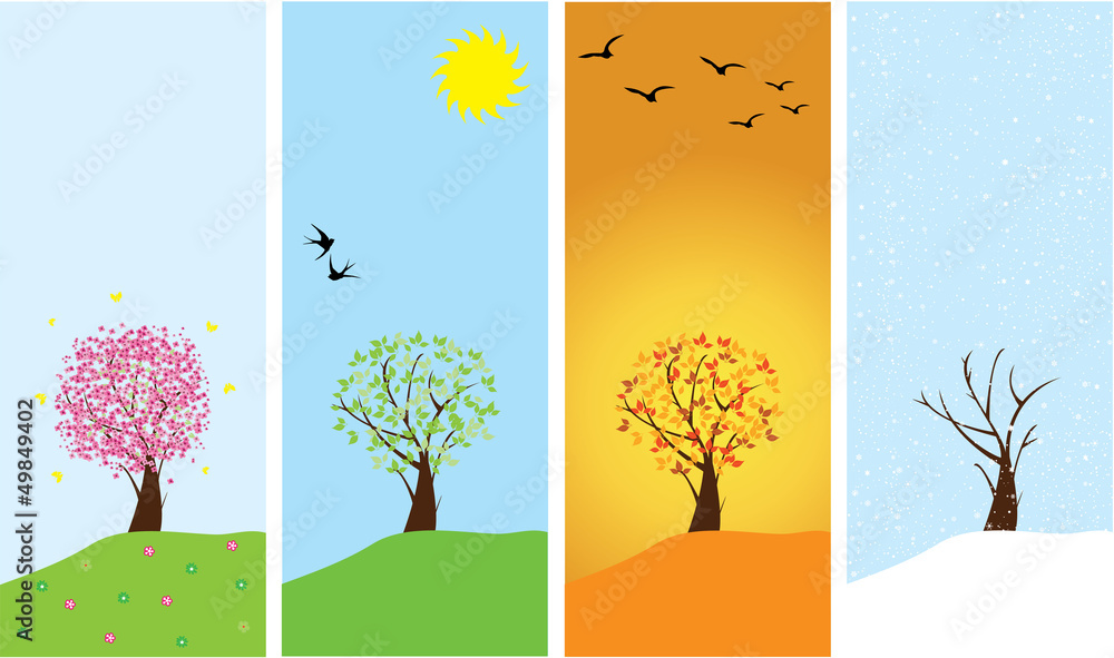 vector season banners with trees