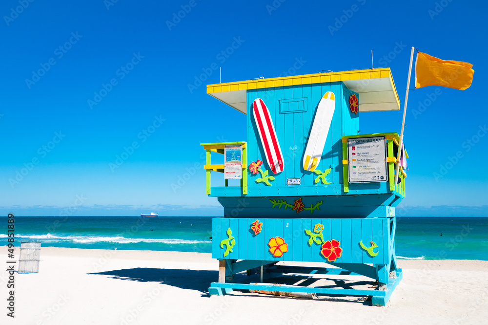 Lifeguard Tower in South Beach, Miami Beach, Florida