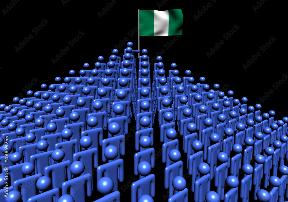 Fototapeta premium Pyramid of abstract people with Nigerian flag illustration