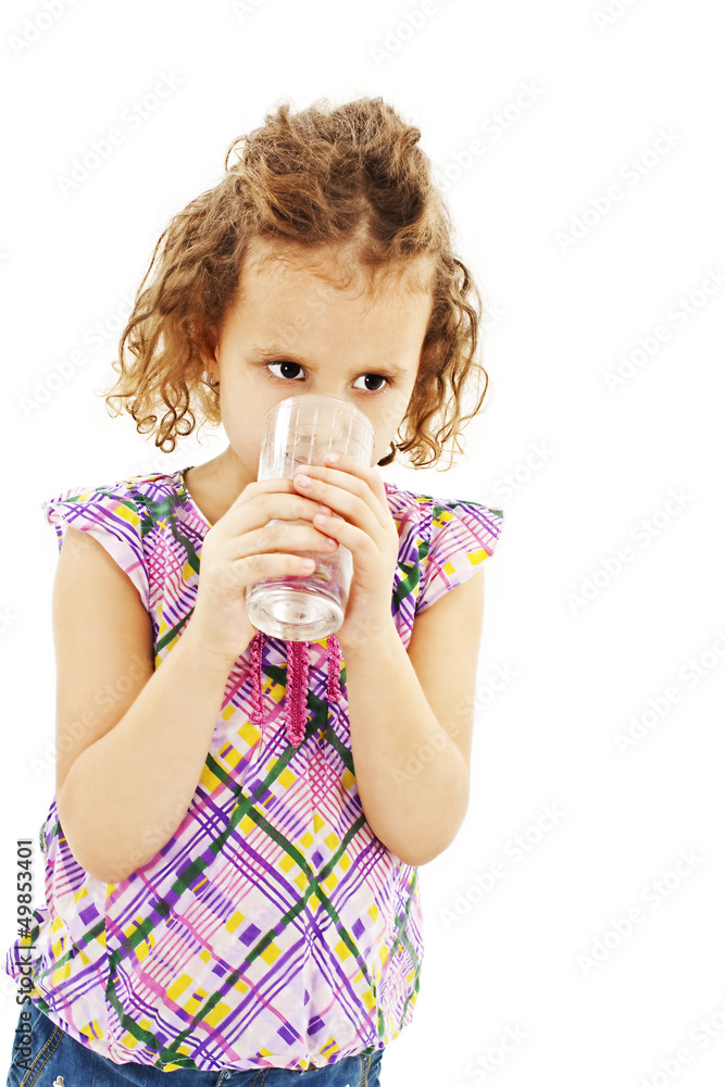 Portrait of a pretty little girl drinking water Portrait of a pretty little girl drinking water