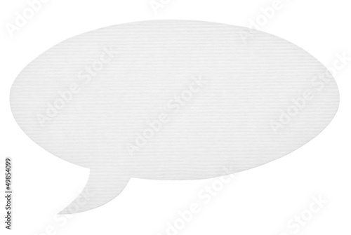 Paper speech bubble isolated on white