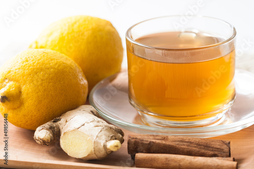 ginger and lemon tea with cinnamon