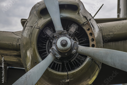 Engine and propeller closeup from retro airplane © mawardibahar