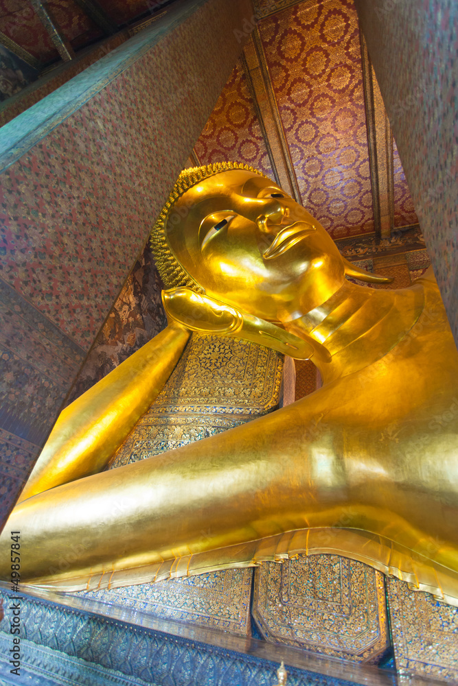 Reclining Buddha in Wat Pho temple in Bangkok, Thailand