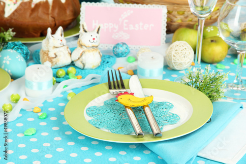 Serving Easter table close-up