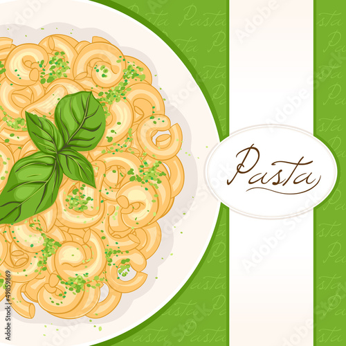 green background with pasta
