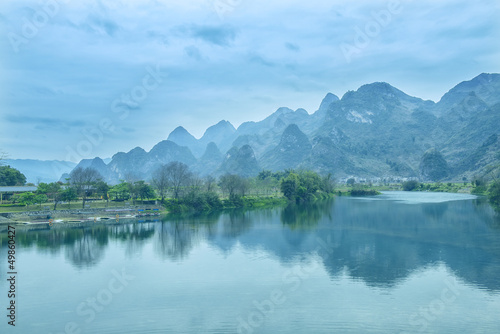 Sunset landscpae of yangshuo in guilin,china