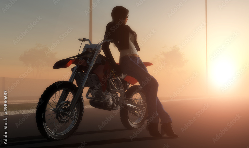 A girl and a motorcycle A girl and a motorcycle