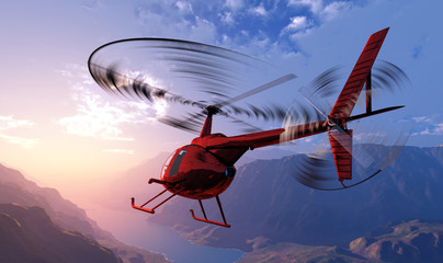 Handdoek met foto Helikopter Civiele helikopter tijdens vlucht  © Kovalenko I