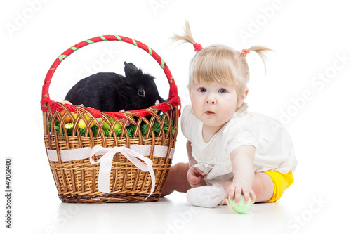 funny baby girl with Easter...
