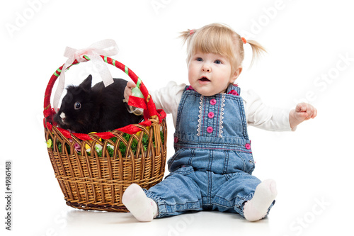funny baby girl with Easter...