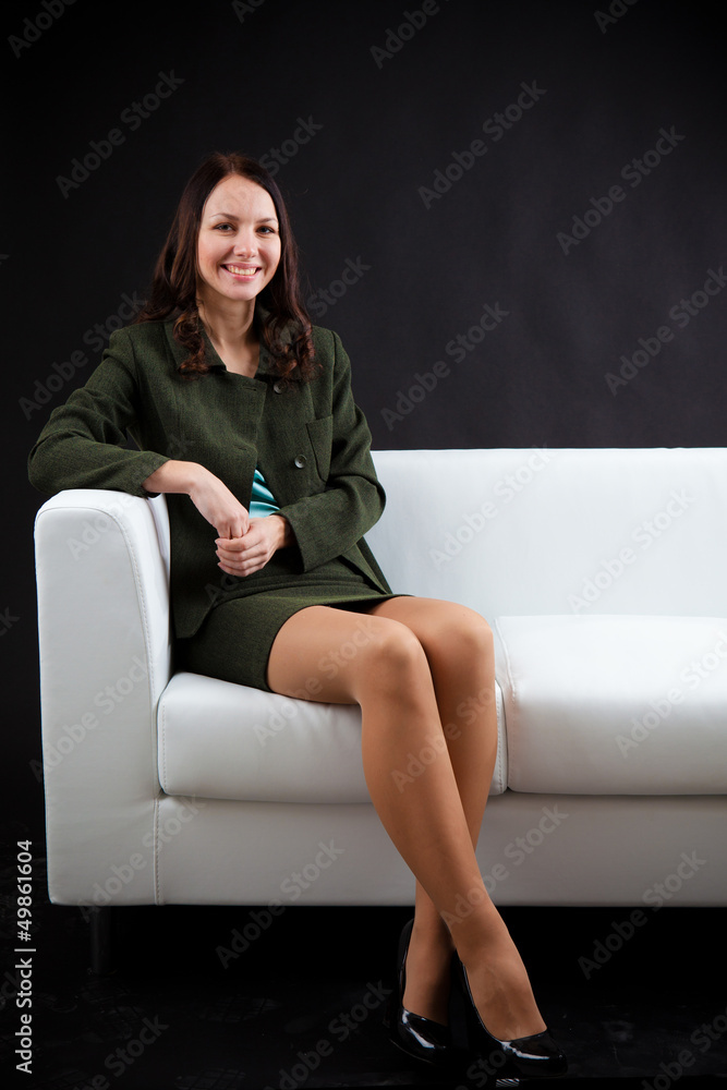 beautiful woman on a sofa