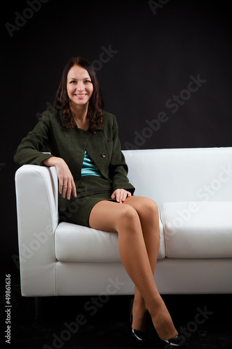 beautiful woman on a sofa