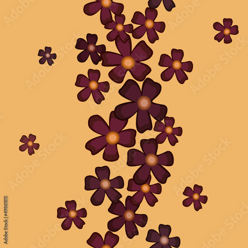 wallpaper with burgundy flowers on an orange background