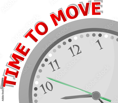 White clock with words Time to Move on its face