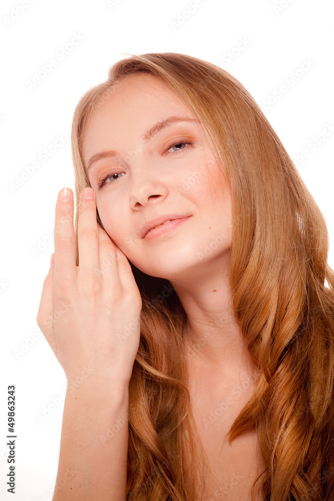 Close up portrait of beautiful young woman face. Close up portrait of beautiful young woman face.