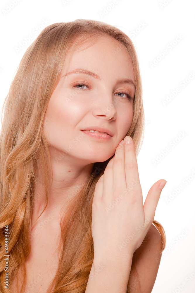 Close up portrait of beautiful young woman face. Close up portrait of beautiful young woman face.