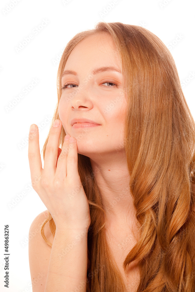 Close up portrait of beautiful young woman face. Close up portrait of beautiful young woman face.