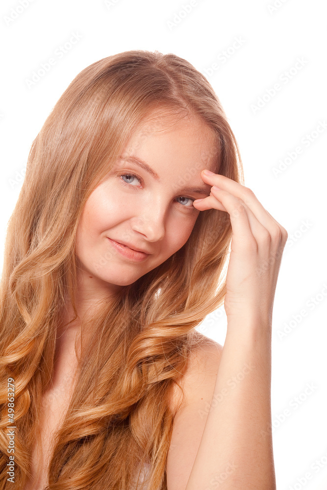 Close up portrait of beautiful young woman face. 