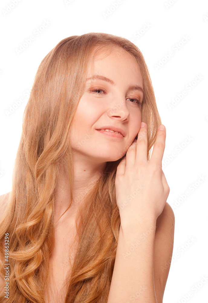 Close up portrait of beautiful young woman face. Close up portrait of beautiful young woman face.