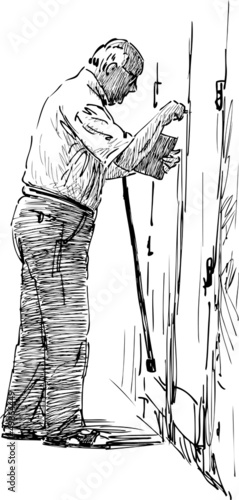 old man closing the door