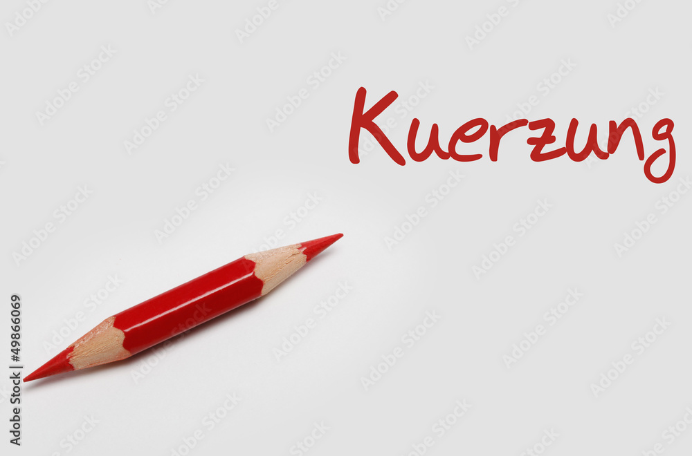 Rotstift mit Schrift Kürzung Rotstift mit Schrift Kürzung