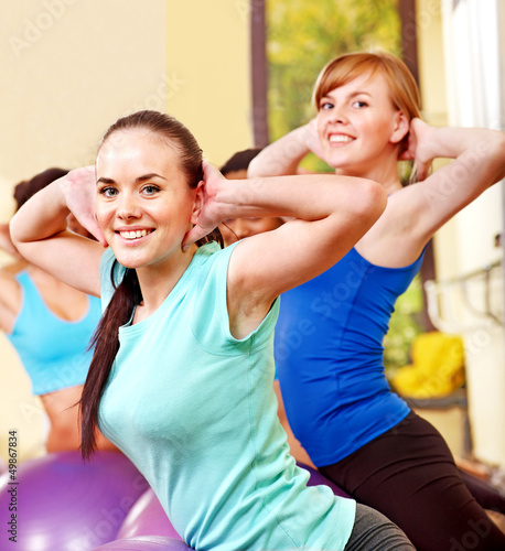 Women in aerobics class.