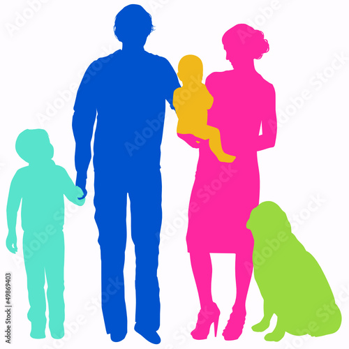Famiglia con bambini e cane