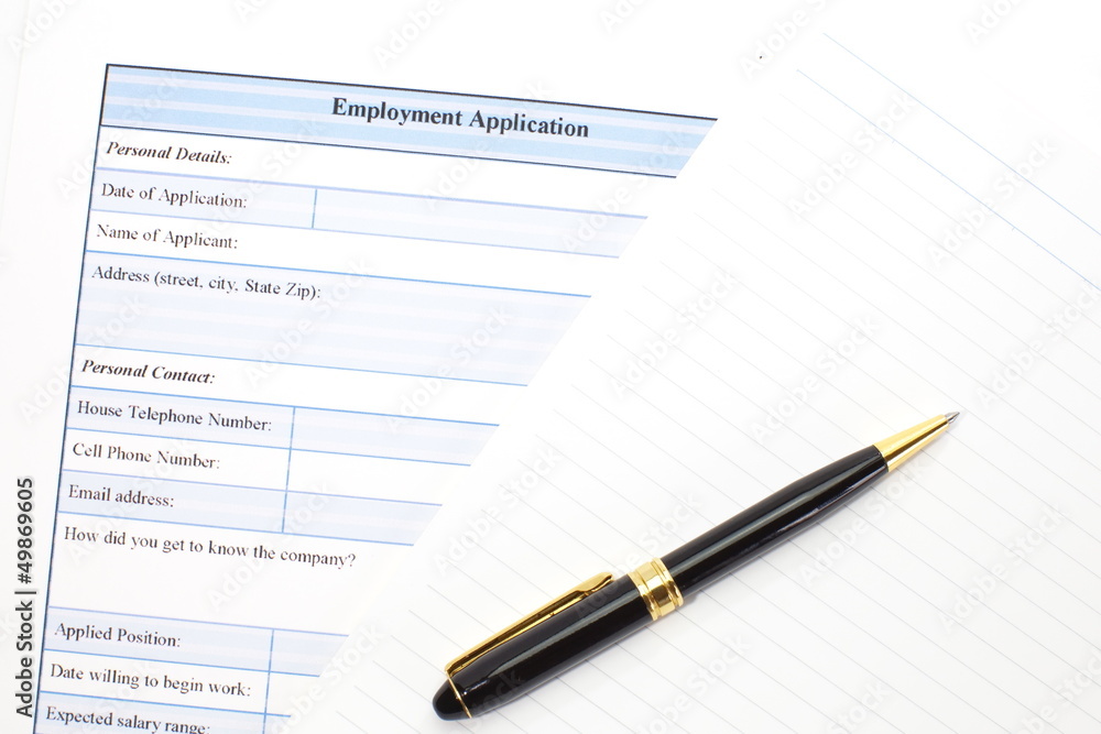 Application form concept for applying for a job Application form concept for applying for a job