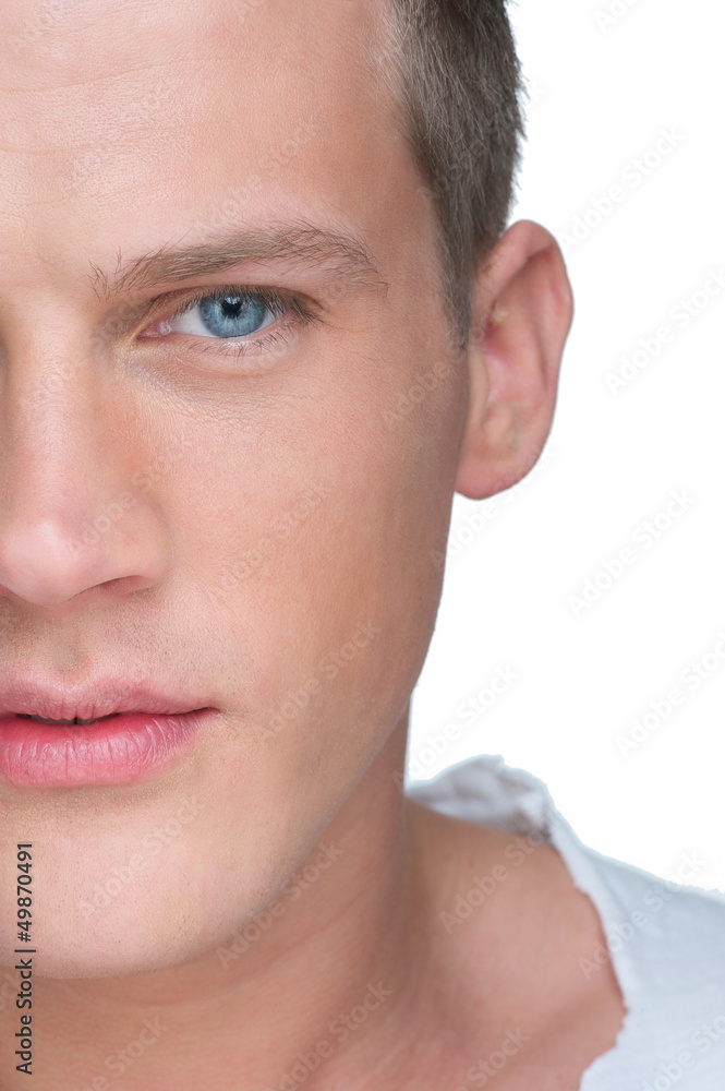 Obraz premium Pół twarzy portret przystojny młody mężczyzna