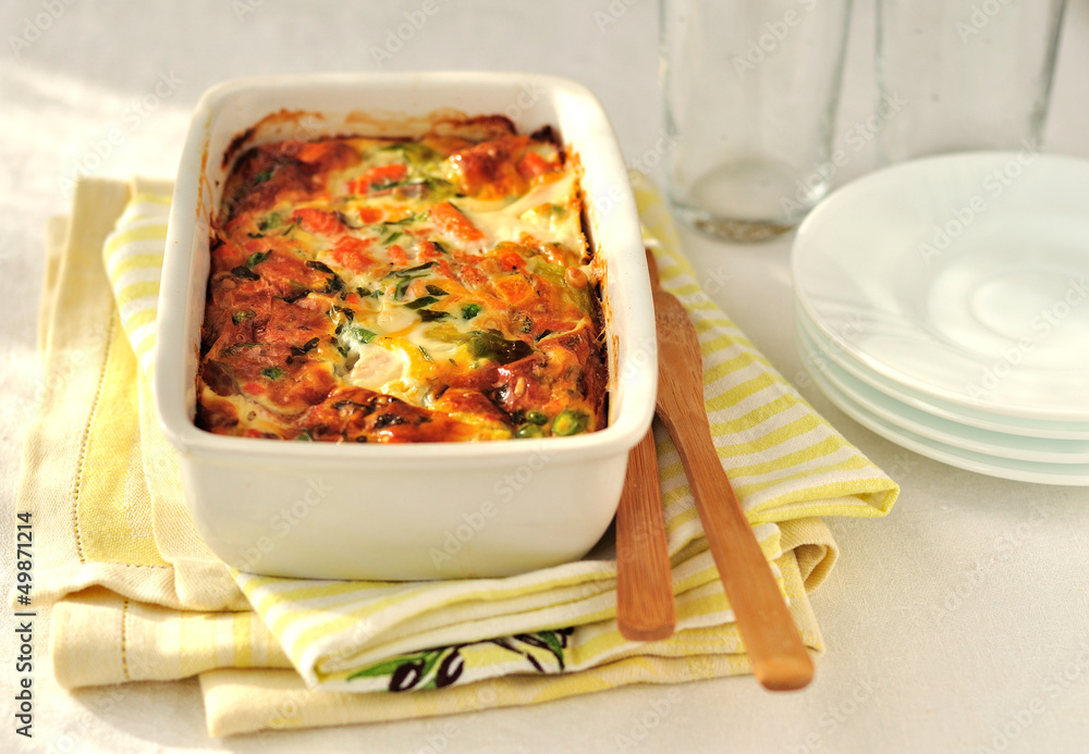 Fototapeta premium Salmon and Vegetable Bake