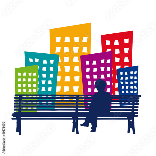 Old woman sitting on a bench