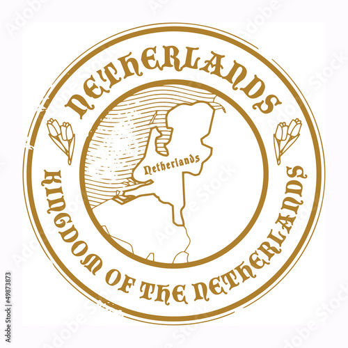 Grunge rubber stamp with the name and map of Netherland, vector