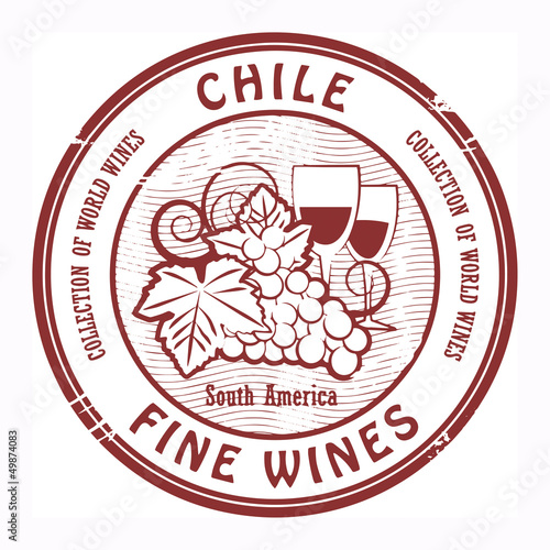 Grunge rubber stamp with words Chile, Fine Wines, vector