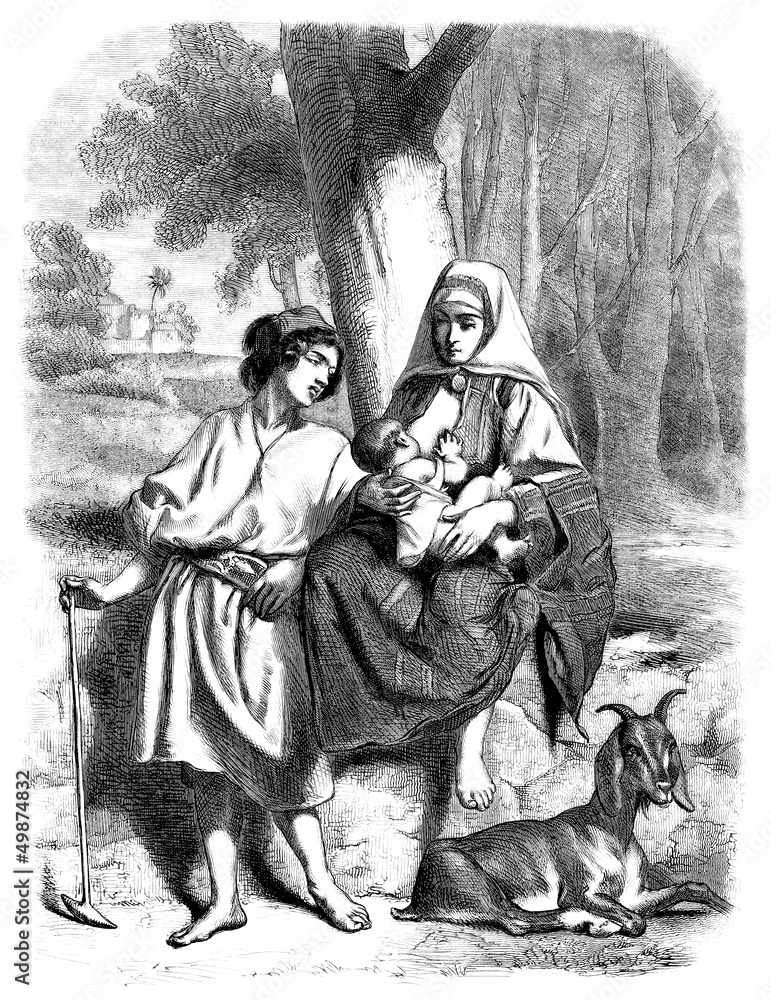 Traditional Semitic Family - Palestine - 19th century