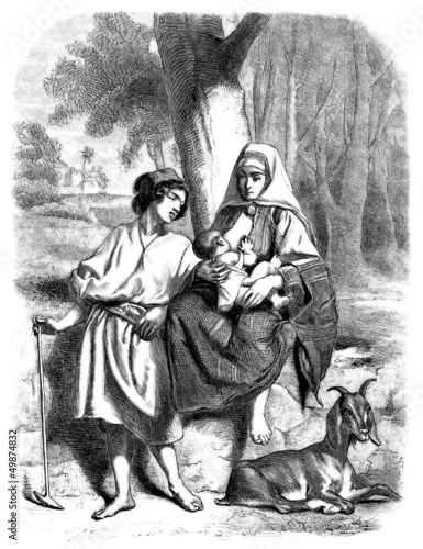 Traditional Semitic Family - Palestine - 19th century Fototapeta