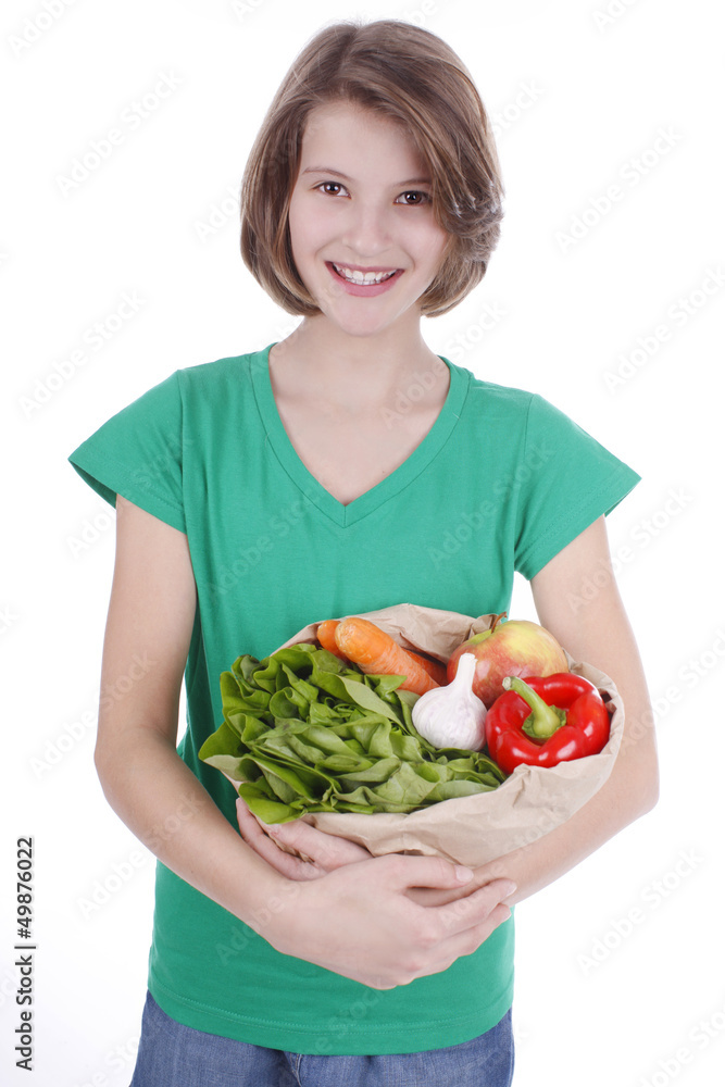 Glückliches Mädchen mit Gemüse - girl with vegetables
