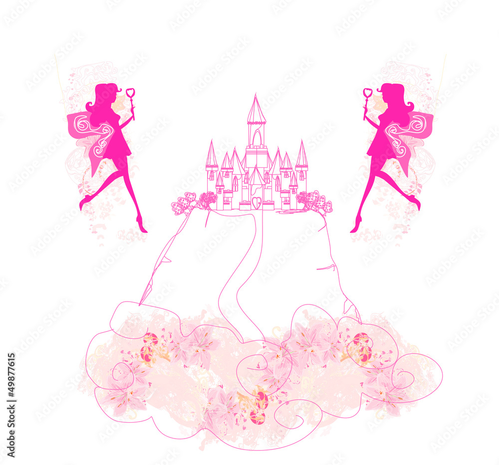 fairy flying above castle fairy flying above castle