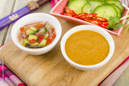 Satay Dips - Peanut sauce & Cucumber and onion relish