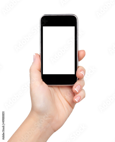 isolated woman hand holding the phone