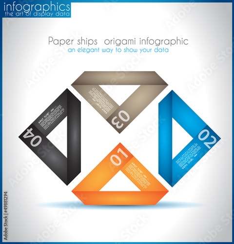 Paper ship origami infographics