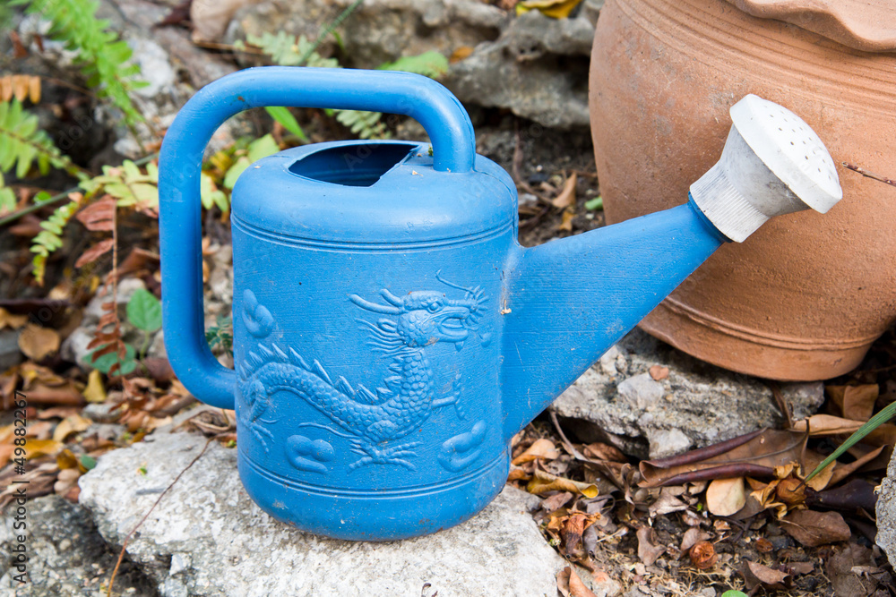 Chinese Dragon design on watering flower pot in the garden Chinese Dragon design on watering flower pot in the garden