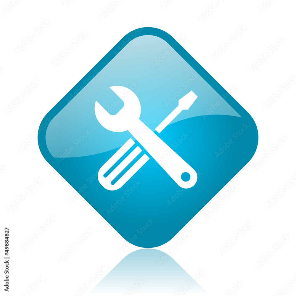 tools blue square glossy web icon tools blue square glossy web icon